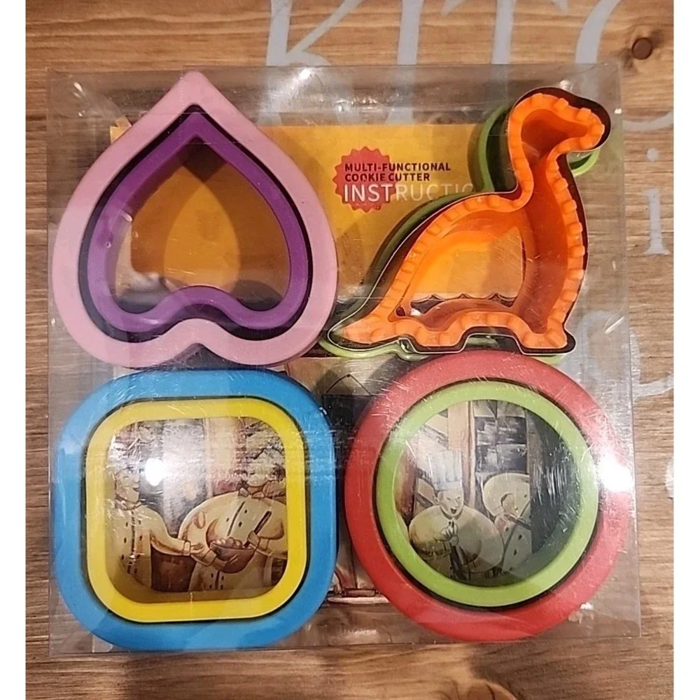 Mult-Functional Cookie Cutter Set Heart Dinosaur‎ Circle Square